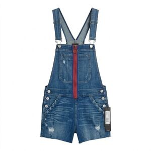 Hudson NWT Denim Cut Off Overalls Shorts Bibbed Size Small